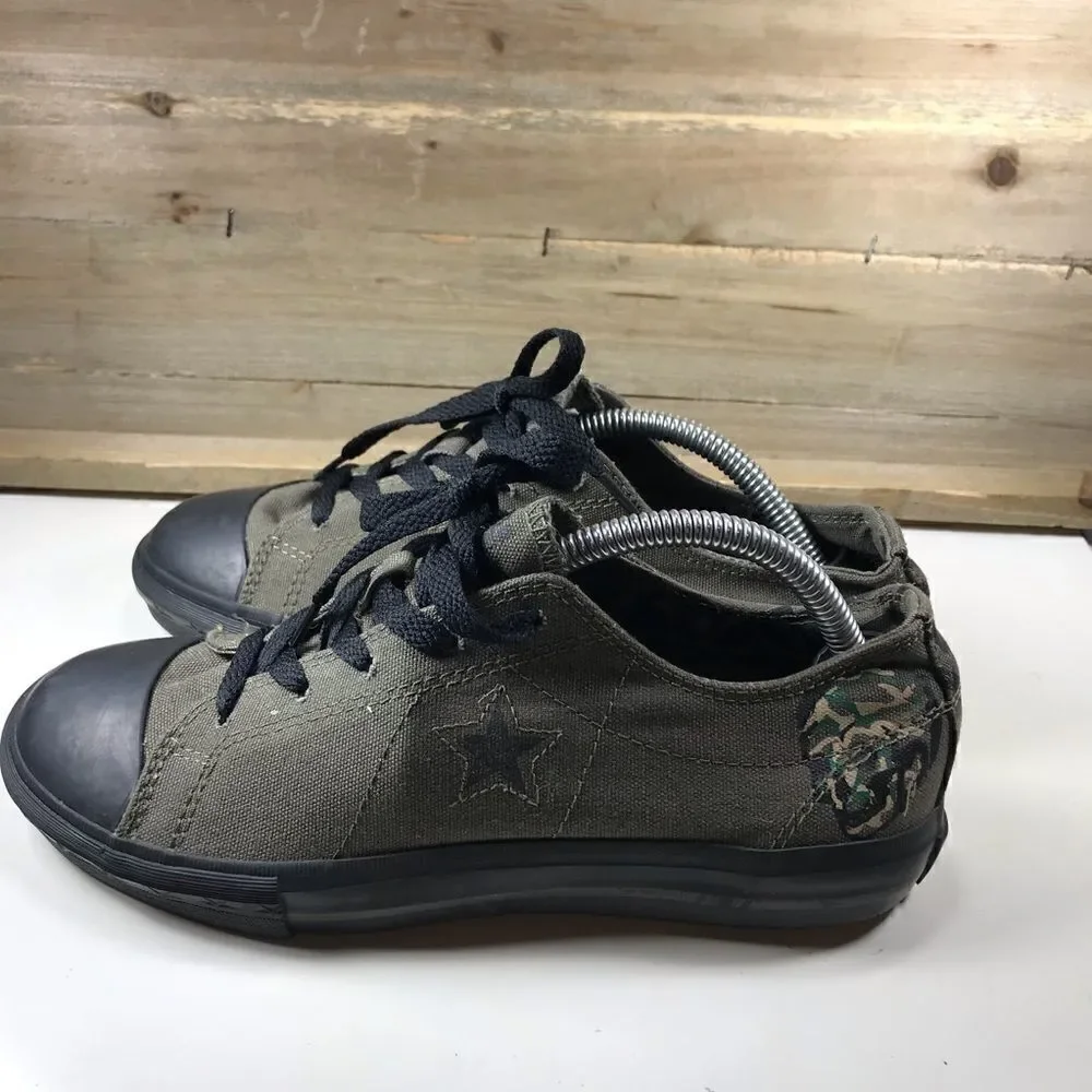 ✅Converse One-Star Camo Skull Arm Green Sneakers